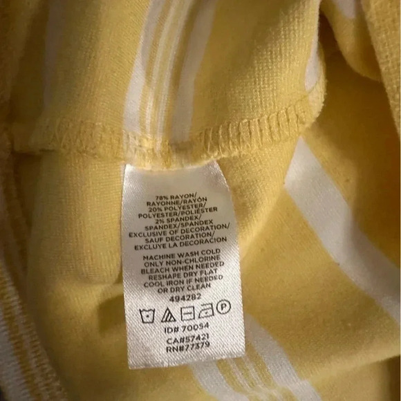 Ann Taylor Womens Yellow Striped 3/4 Sleeve Ruffle Cuff T-Shirt Size M - Picture 5 of 5